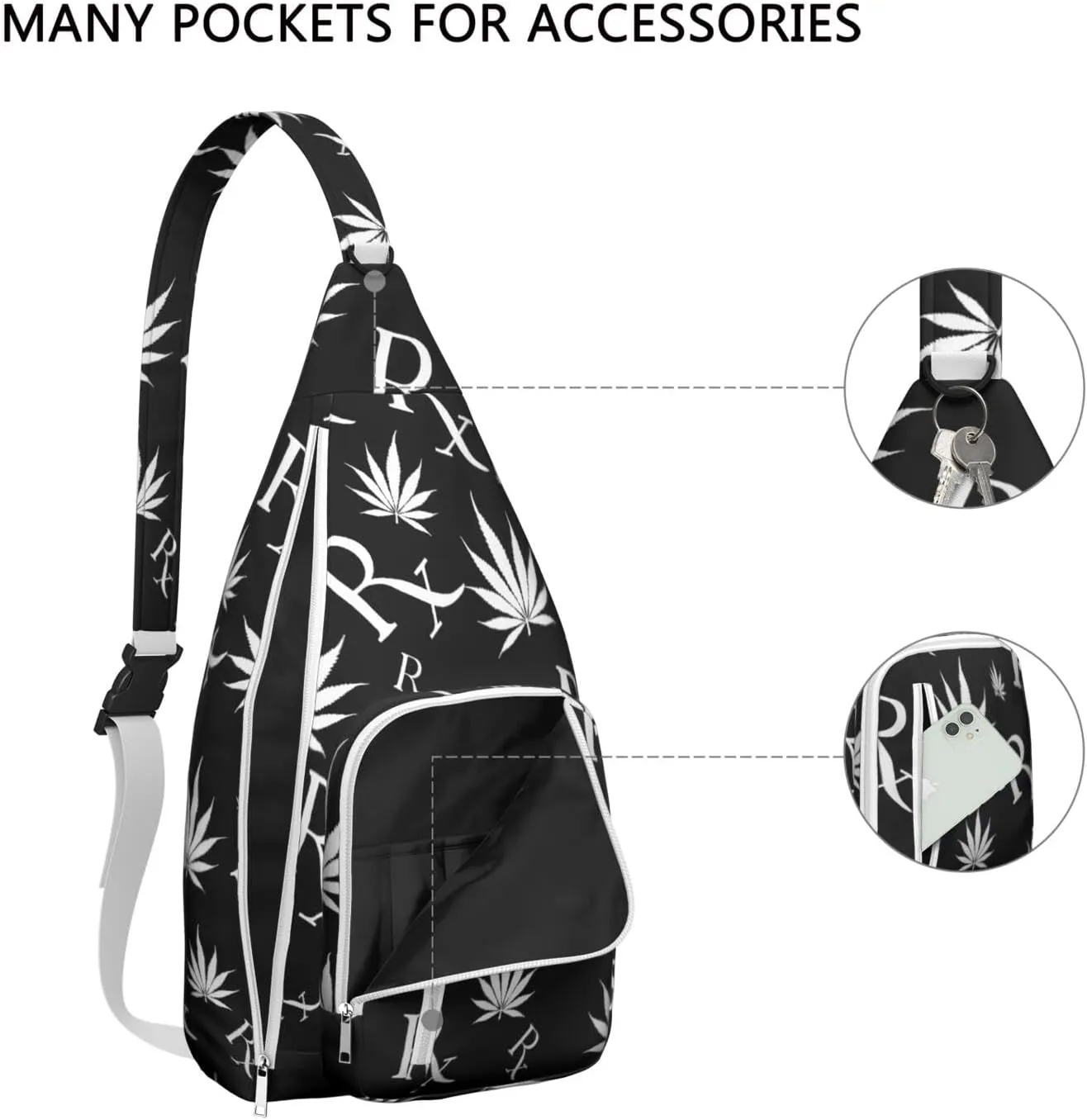 Shoulder Sling Crossbody Casual Chest Bag For Travel Sports Running,Backpack for Men & Women Lightweight Sports BagCrossbody Concealed Carry,Marijuana Leaf Shoulder Bag Waterproof Chest Bag