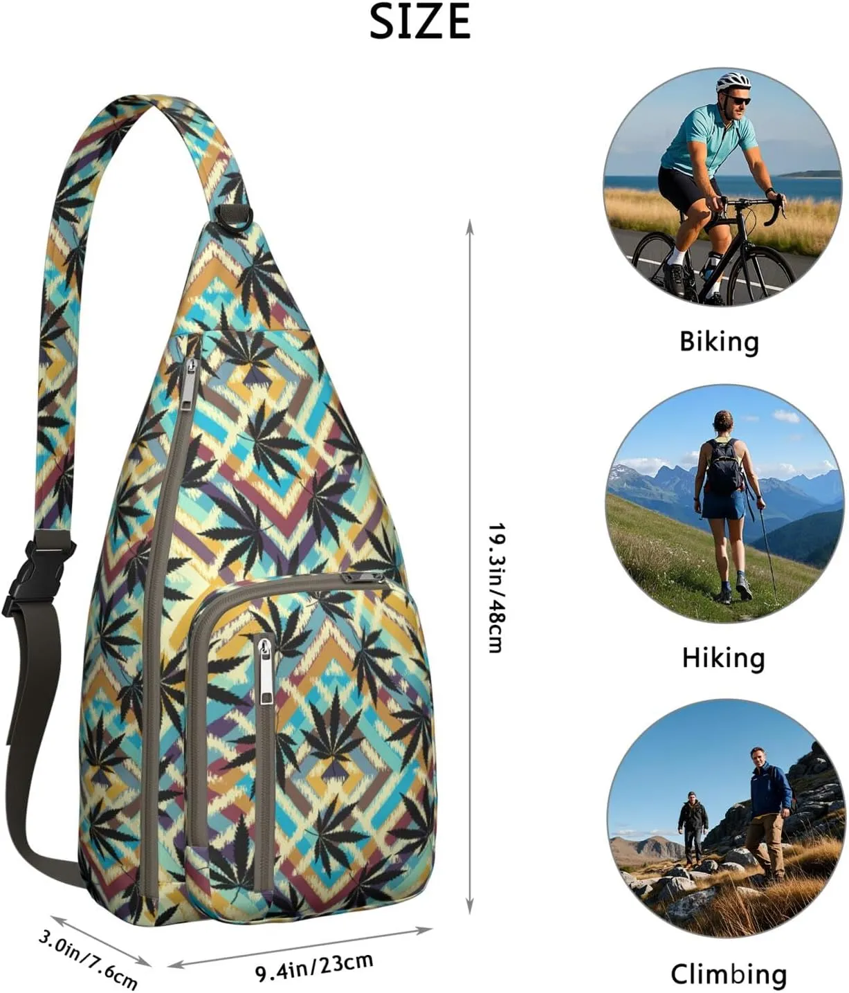 Shoulder Sling Crossbody Casual Chest Bag For Travel Sports Running,Backpack for Men & Women Lightweight Sports BagCrossbody Concealed Carry,Marijuana Leaf Shoulder Bag Waterproof Chest Bag