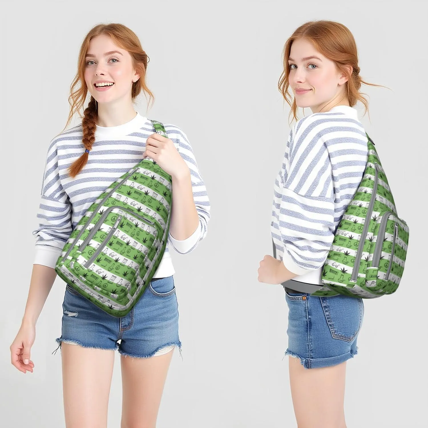 Shoulder Sling Crossbody Casual Chest Bag For Travel Sports Running,Backpack for Men & Women Lightweight Sports BagCrossbody Concealed Carry,Marijuana Leaf Shoulder Bag Waterproof Chest Bag