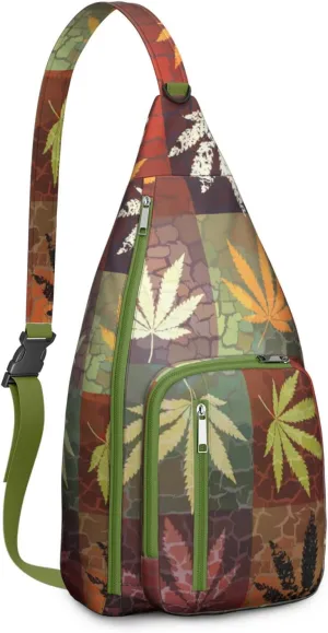 Shoulder Sling Crossbody Casual Chest Bag For Travel Sports Running,Backpack for Men & Women Lightweight Sports BagCrossbody Concealed Carry,Marijuana Leaf Shoulder Bag Waterproof Chest Bag