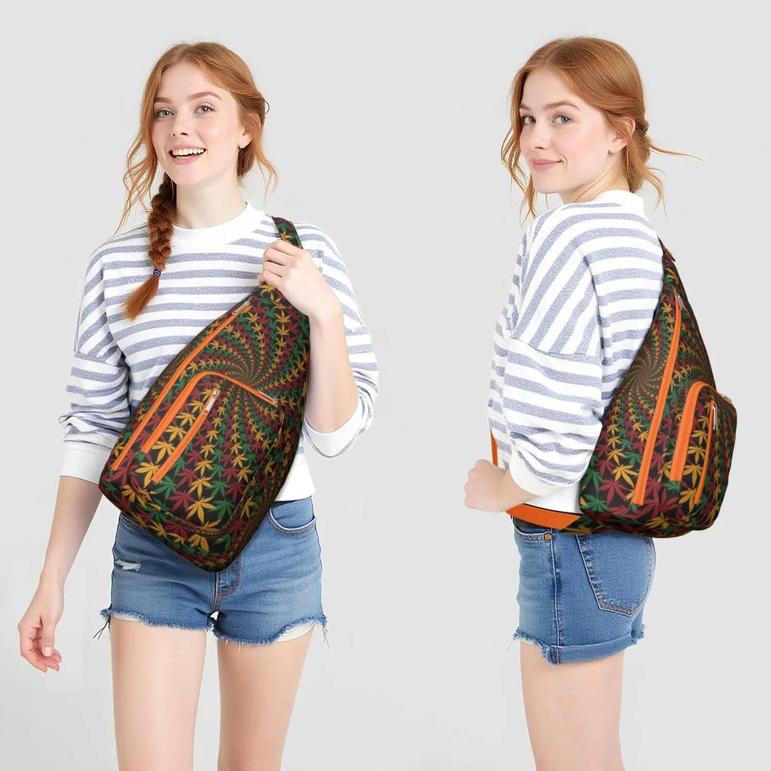 Shoulder Sling Crossbody Casual Chest Bag For Travel Sports Running,Backpack for Men & Women Lightweight Sports BagCrossbody Concealed Carry,Marijuana Leaf Shoulder Bag Waterproof Chest Bag