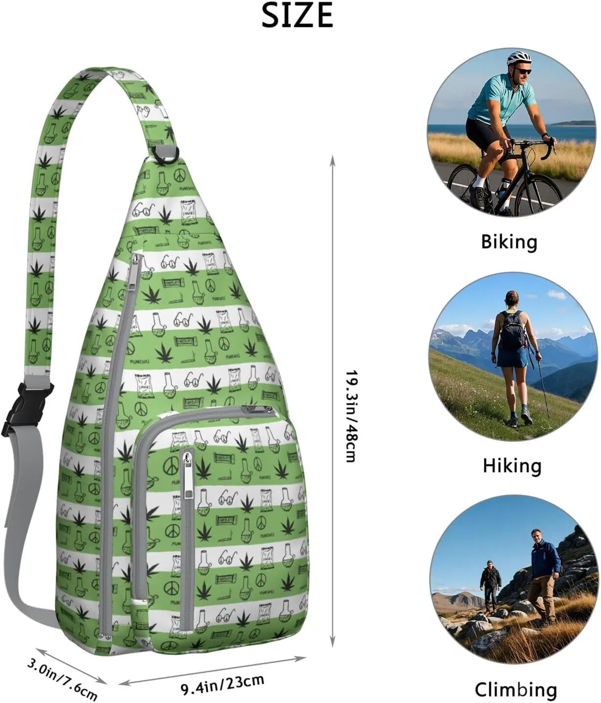 Shoulder Sling Crossbody Casual Chest Bag For Travel Sports Running,Backpack for Men & Women Lightweight Sports BagCrossbody Concealed Carry,Marijuana Leaf Shoulder Bag Waterproof Chest Bag