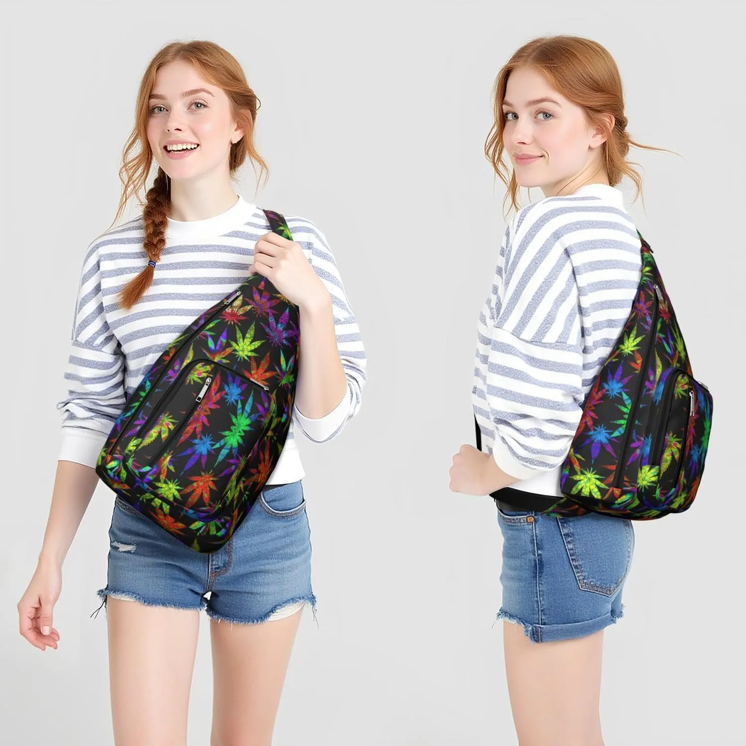 Shoulder Sling Crossbody Casual Chest Bag For Travel Sports Running,Backpack for Men & Women Lightweight Sports BagCrossbody Concealed Carry,Marijuana Leaf Shoulder Bag Waterproof Chest Bag