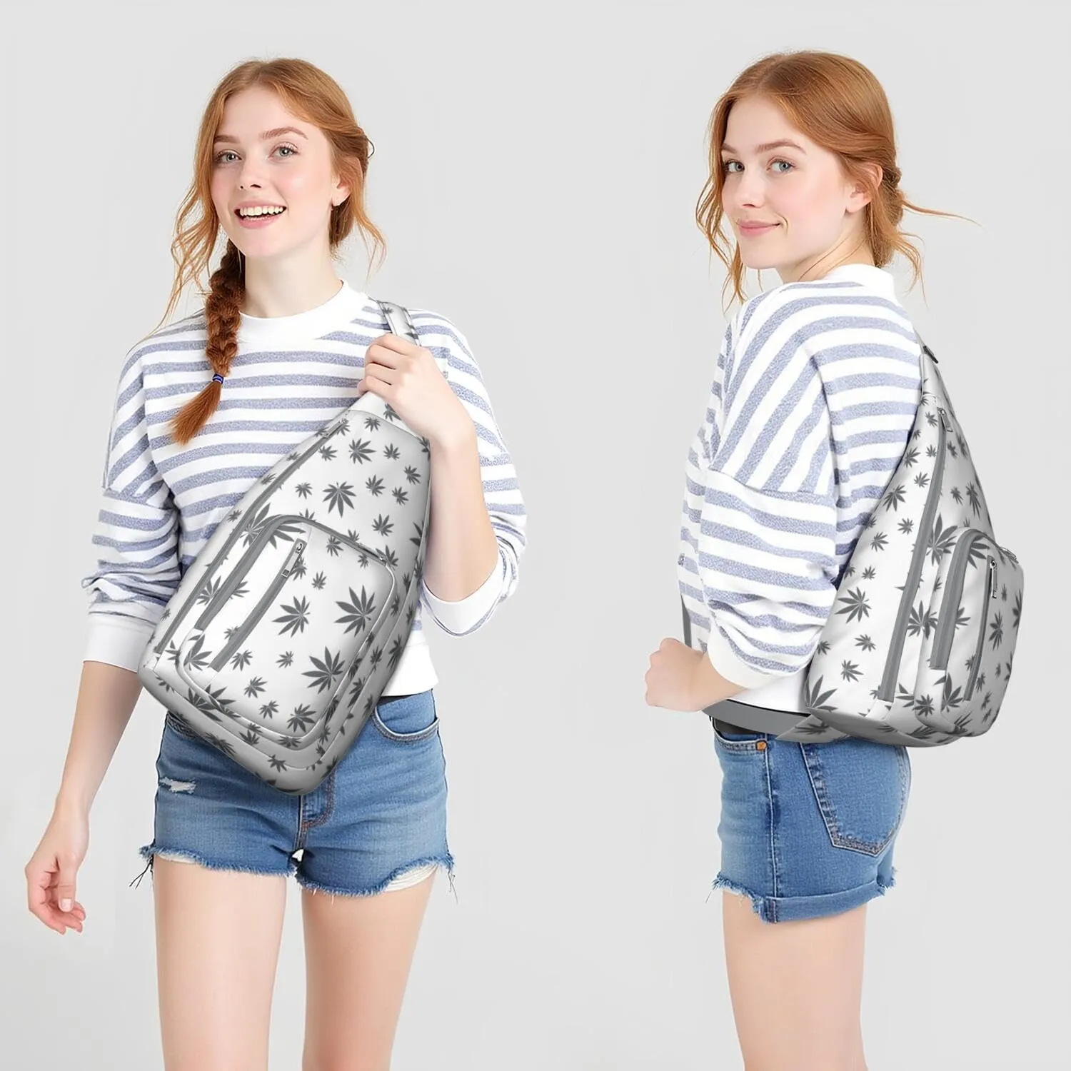 Shoulder Sling Crossbody Casual Chest Bag For Travel Sports Running,Backpack for Men & Women Lightweight Sports BagCrossbody Concealed Carry,Marijuana Leaf Shoulder Bag Waterproof Chest Bag