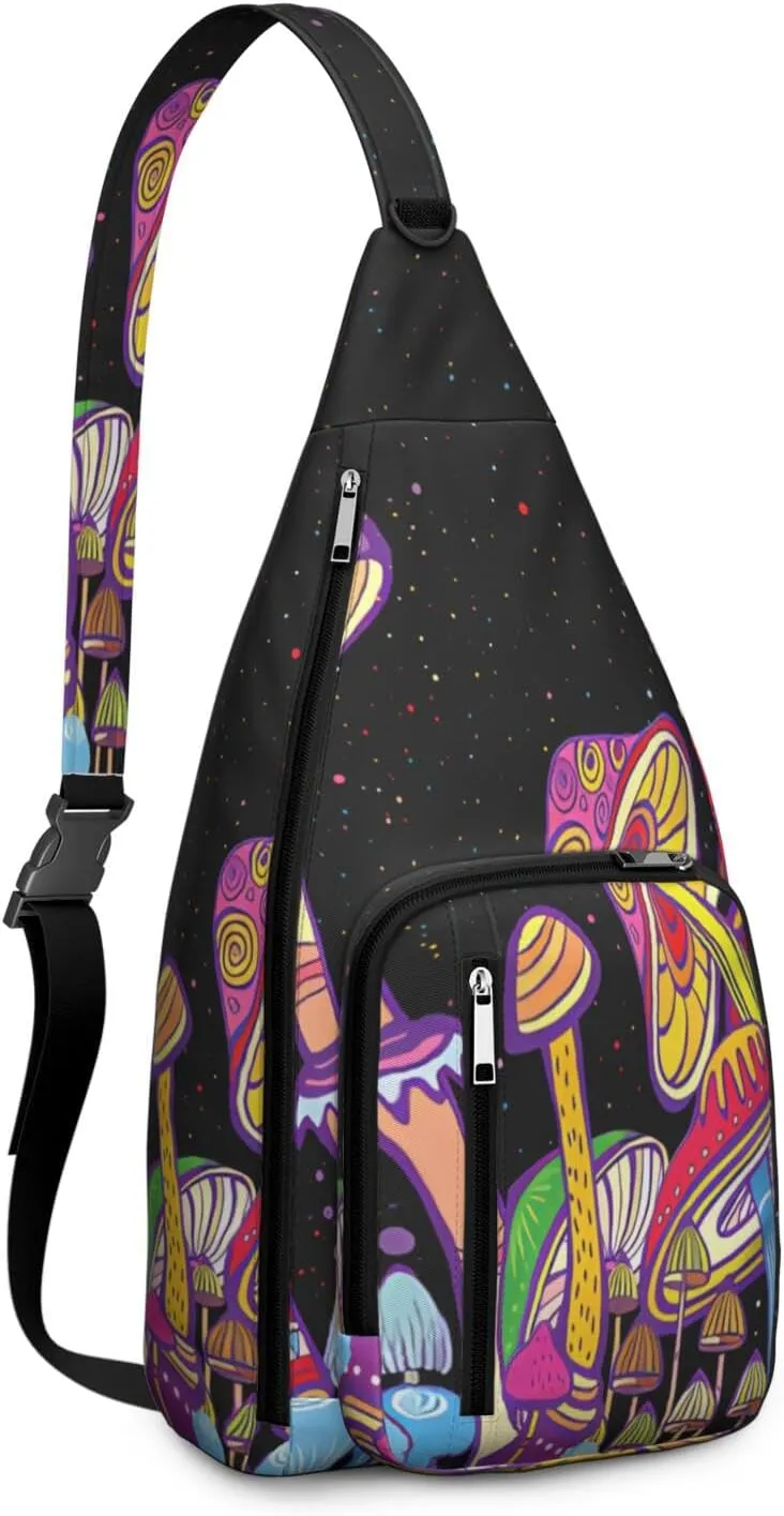 Shoulder Sling Crossbody Casual Chest Bag For Travel Sports Running,Backpack for Men & Women Lightweight Sports BagCrossbody Concealed Carry,Mushroom Shoulder Bag Waterproof Chest Bag
