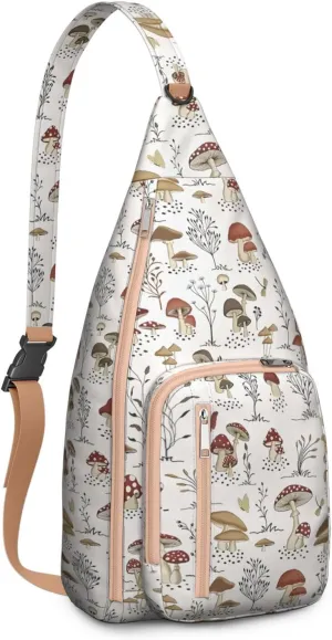 Shoulder Sling Crossbody Casual Chest Bag For Travel Sports Running,Backpack for Men & Women Lightweight Sports BagCrossbody Concealed Carry,Mushroom Shoulder Bag Waterproof Chest Bag