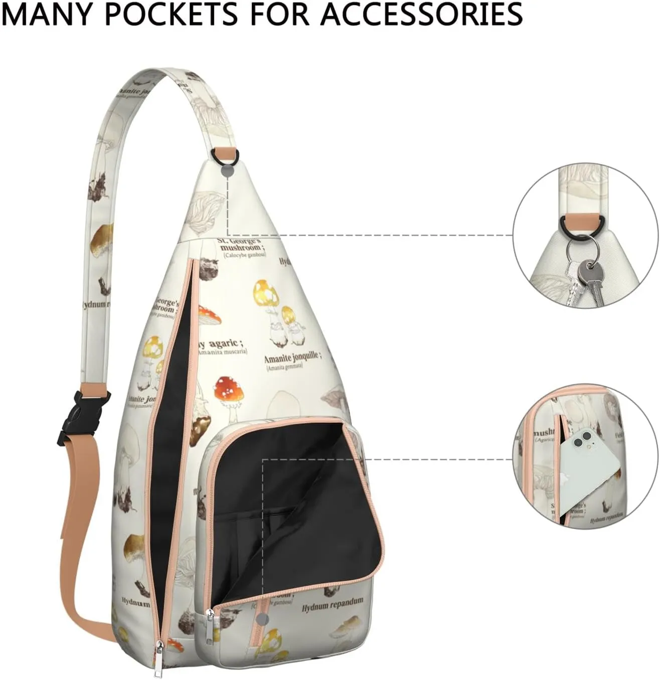 Shoulder Sling Crossbody Casual Chest Bag For Travel Sports Running,Backpack for Men & Women Lightweight Sports BagCrossbody Concealed Carry,Mushroom Shoulder Bag Waterproof Chest Bag