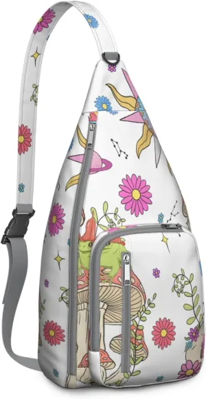 Shoulder Sling Crossbody Casual Chest Bag For Travel Sports Running,Backpack for Men & Women Lightweight Sports BagCrossbody Concealed Carry,Mushroom Shoulder Bag Waterproof Chest Bag