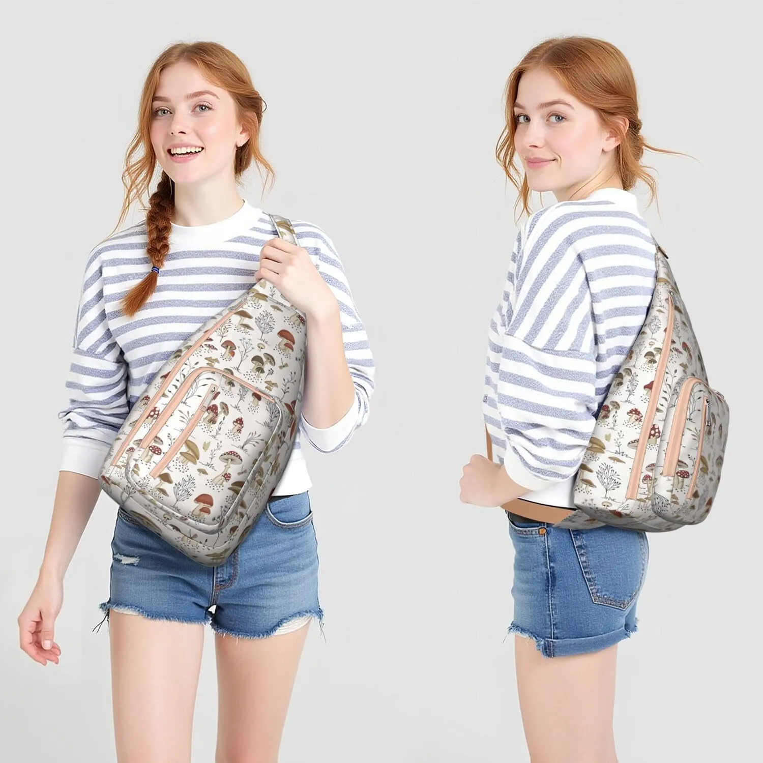 Shoulder Sling Crossbody Casual Chest Bag For Travel Sports Running,Backpack for Men & Women Lightweight Sports BagCrossbody Concealed Carry,Mushroom Shoulder Bag Waterproof Chest Bag