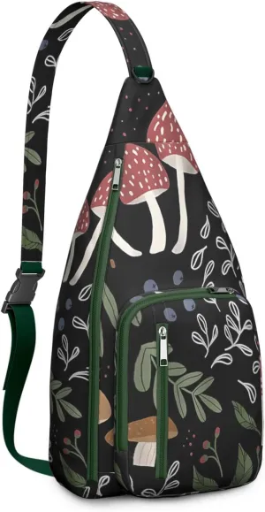 Shoulder Sling Crossbody Casual Chest Bag For Travel Sports Running,Backpack for Men & Women Lightweight Sports BagCrossbody Concealed Carry,Mushroom Shoulder Bag Waterproof Chest Bag