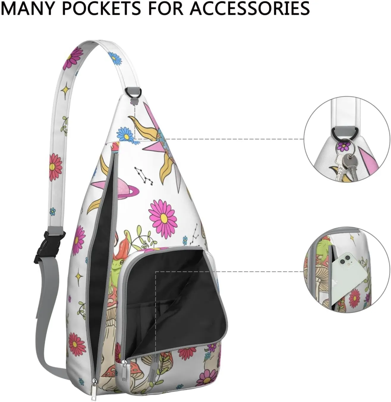 Shoulder Sling Crossbody Casual Chest Bag For Travel Sports Running,Backpack for Men & Women Lightweight Sports BagCrossbody Concealed Carry,Mushroom Shoulder Bag Waterproof Chest Bag