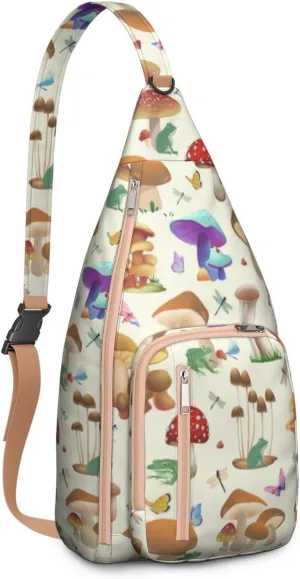 Shoulder Sling Crossbody Casual Chest Bag For Travel Sports Running,Backpack for Men & Women Lightweight Sports BagCrossbody Concealed Carry,Mushroom Shoulder Bag Waterproof Chest Bag