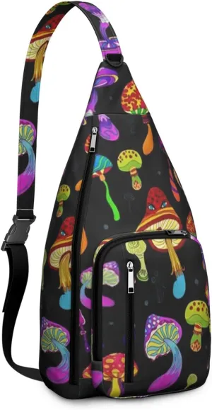 Shoulder Sling Crossbody Casual Chest Bag For Travel Sports Running,Backpack for Men & Women Lightweight Sports BagCrossbody Concealed Carry,Mushroom Shoulder Bag Waterproof Chest Bag