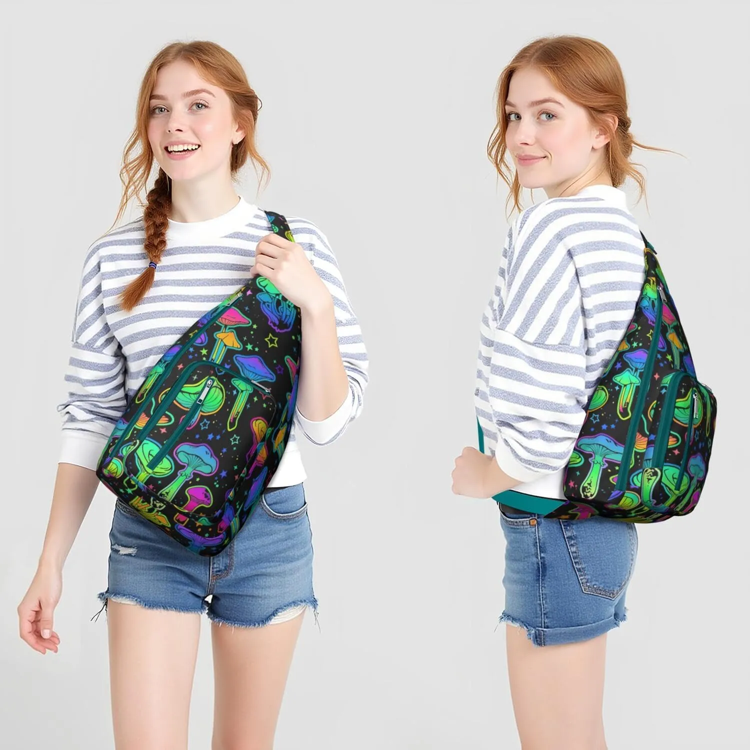 Shoulder Sling Crossbody Casual Chest Bag For Travel Sports Running,Backpack for Men & Women Lightweight Sports BagCrossbody Concealed Carry,Mushroom Shoulder Bag Waterproof Chest Bag