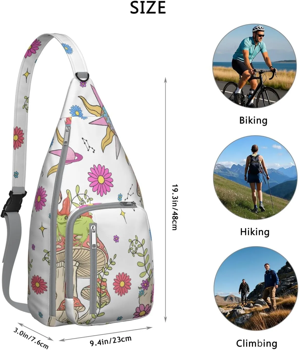 Shoulder Sling Crossbody Casual Chest Bag For Travel Sports Running,Backpack for Men & Women Lightweight Sports BagCrossbody Concealed Carry,Mushroom Shoulder Bag Waterproof Chest Bag
