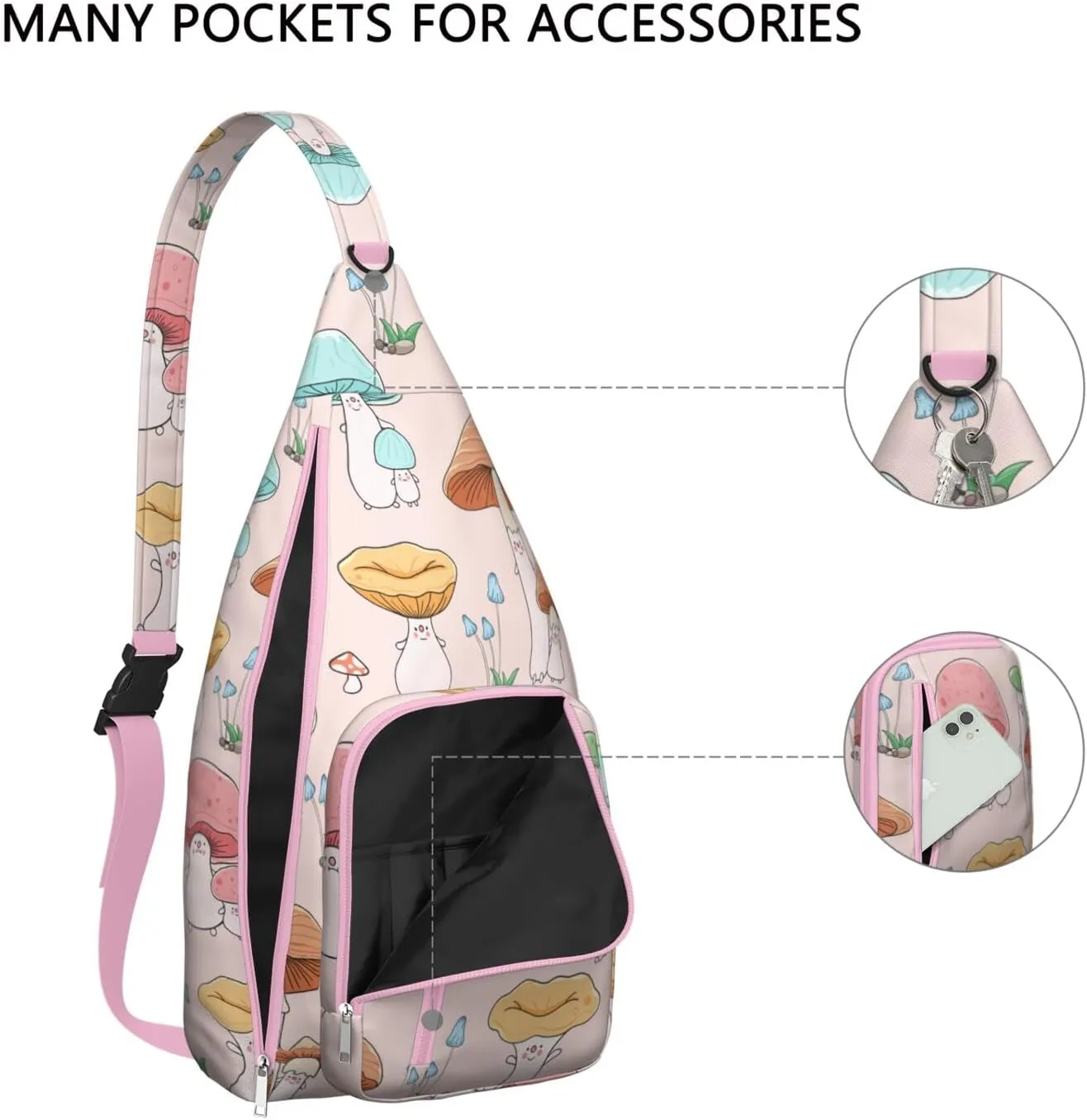 Shoulder Sling Crossbody Casual Chest Bag For Travel Sports Running,Backpack for Men & Women Lightweight Sports BagCrossbody Concealed Carry,Mushroom Shoulder Bag Waterproof Chest Bag