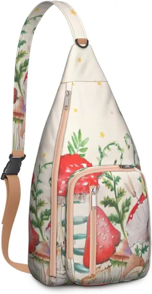 Shoulder Sling Crossbody Casual Chest Bag For Travel Sports Running,Backpack for Men & Women Lightweight Sports BagCrossbody Concealed Carry,Mushroom Shoulder Bag Waterproof Chest Bag
