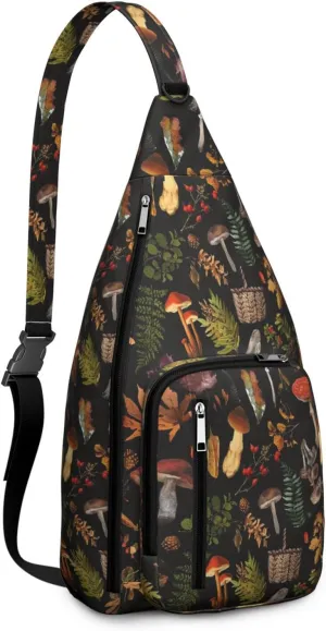 Shoulder Sling Crossbody Casual Chest Bag For Travel Sports Running,Backpack for Men & Women Lightweight Sports BagCrossbody Concealed Carry,Mushroom Shoulder Bag Waterproof Chest Bag