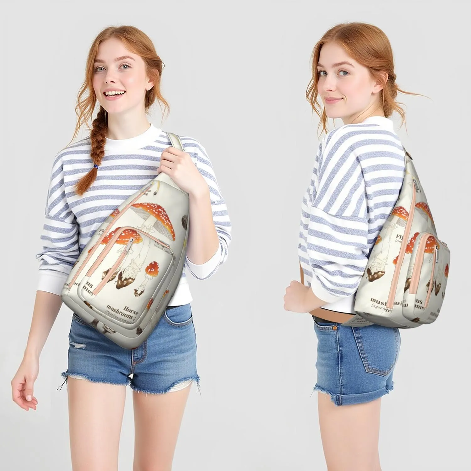 Shoulder Sling Crossbody Casual Chest Bag For Travel Sports Running,Backpack for Men & Women Lightweight Sports BagCrossbody Concealed Carry,Mushroom Shoulder Bag Waterproof Chest Bag