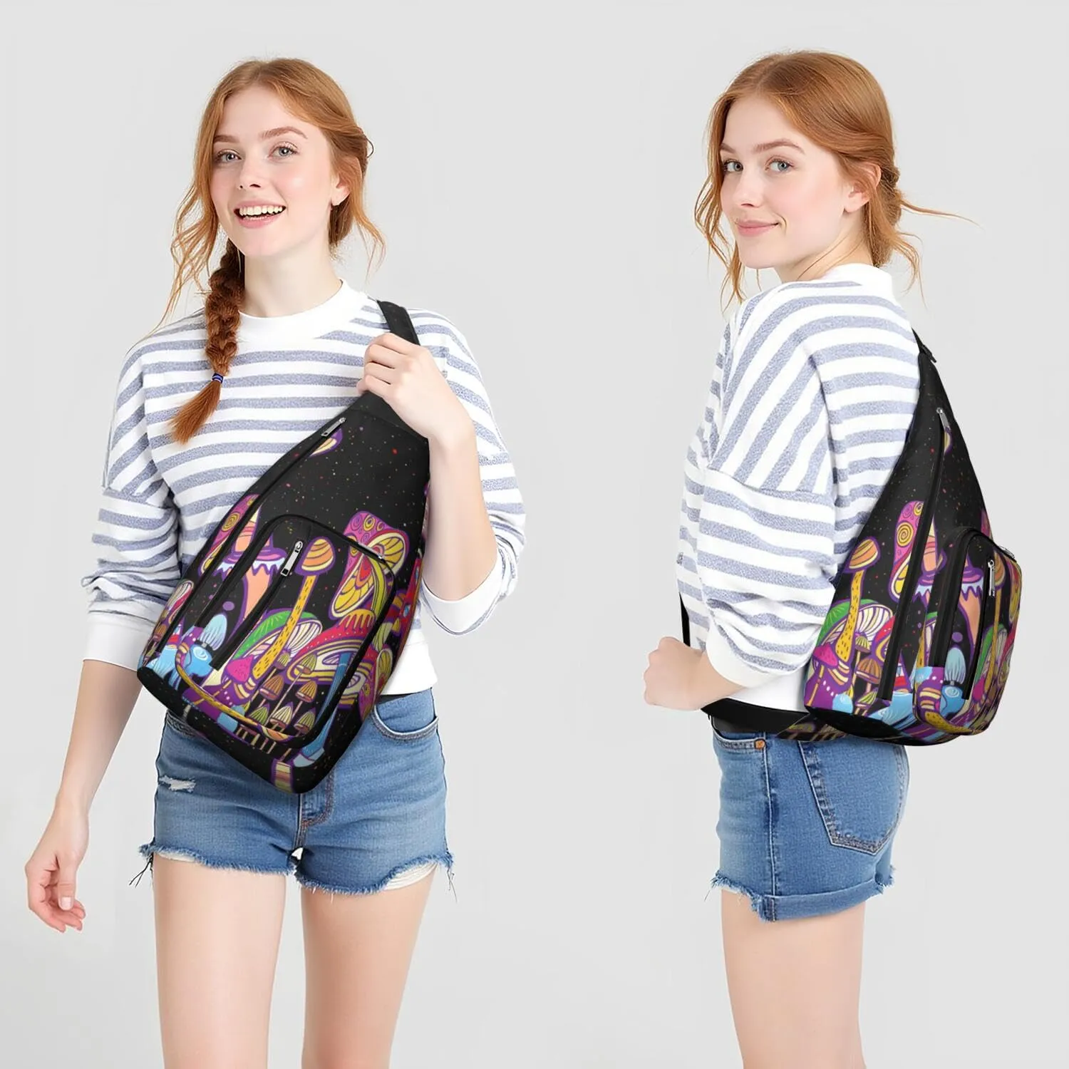 Shoulder Sling Crossbody Casual Chest Bag For Travel Sports Running,Backpack for Men & Women Lightweight Sports BagCrossbody Concealed Carry,Mushroom Shoulder Bag Waterproof Chest Bag