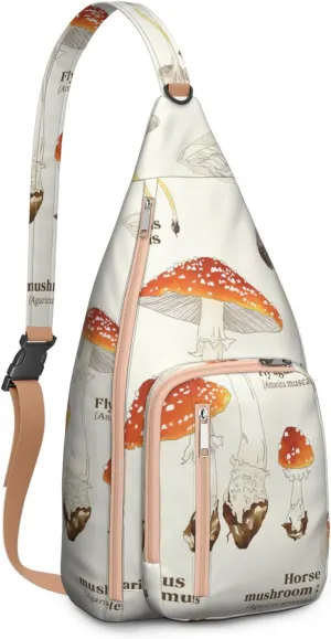 Shoulder Sling Crossbody Casual Chest Bag For Travel Sports Running,Backpack for Men & Women Lightweight Sports BagCrossbody Concealed Carry,Mushroom Shoulder Bag Waterproof Chest Bag