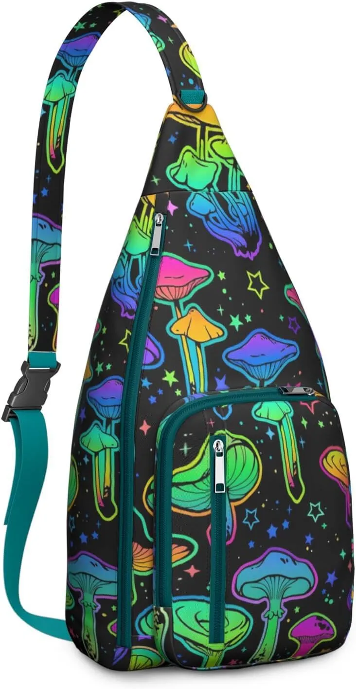 Shoulder Sling Crossbody Casual Chest Bag For Travel Sports Running,Backpack for Men & Women Lightweight Sports BagCrossbody Concealed Carry,Mushroom Shoulder Bag Waterproof Chest Bag