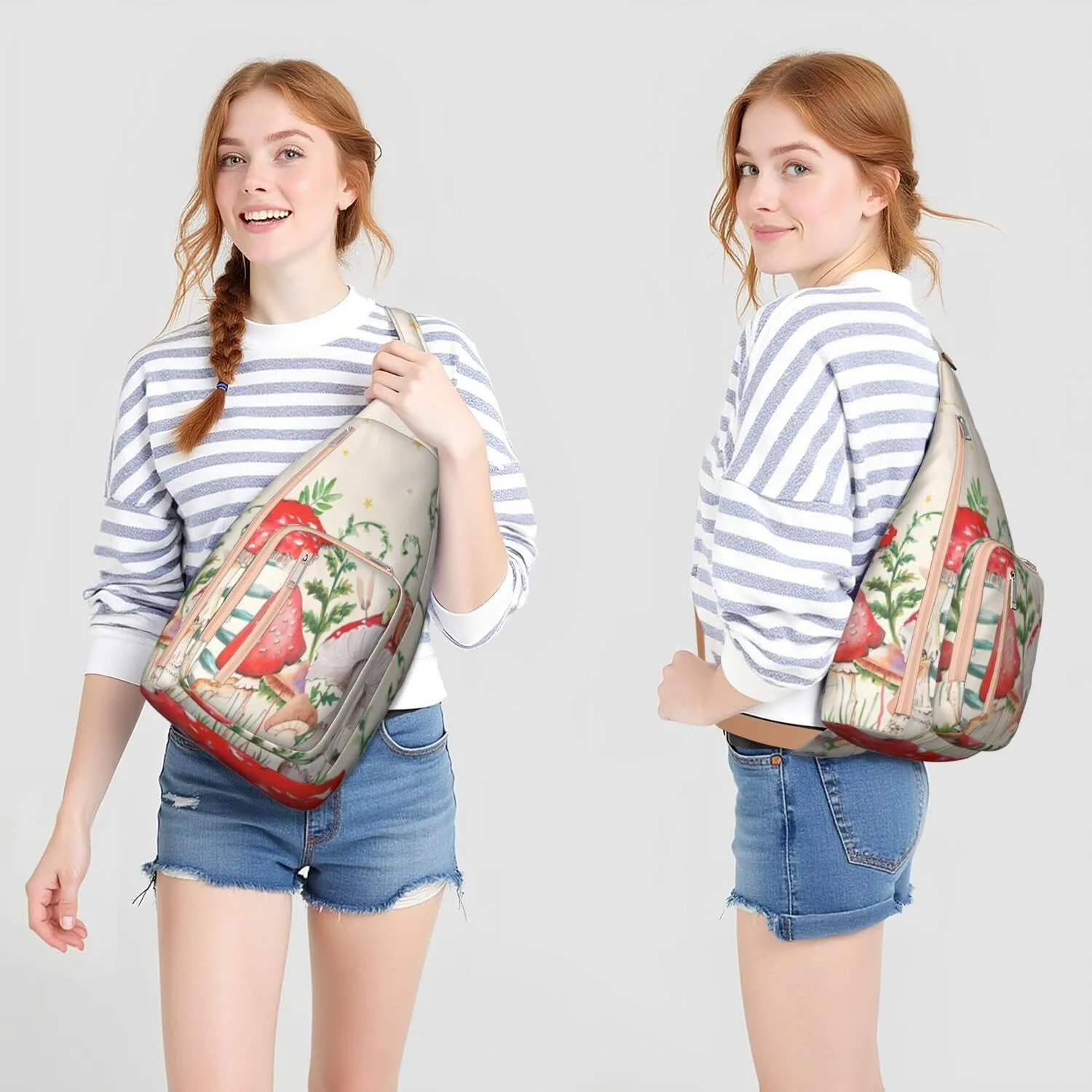 Shoulder Sling Crossbody Casual Chest Bag For Travel Sports Running,Backpack for Men & Women Lightweight Sports BagCrossbody Concealed Carry,Mushroom Shoulder Bag Waterproof Chest Bag