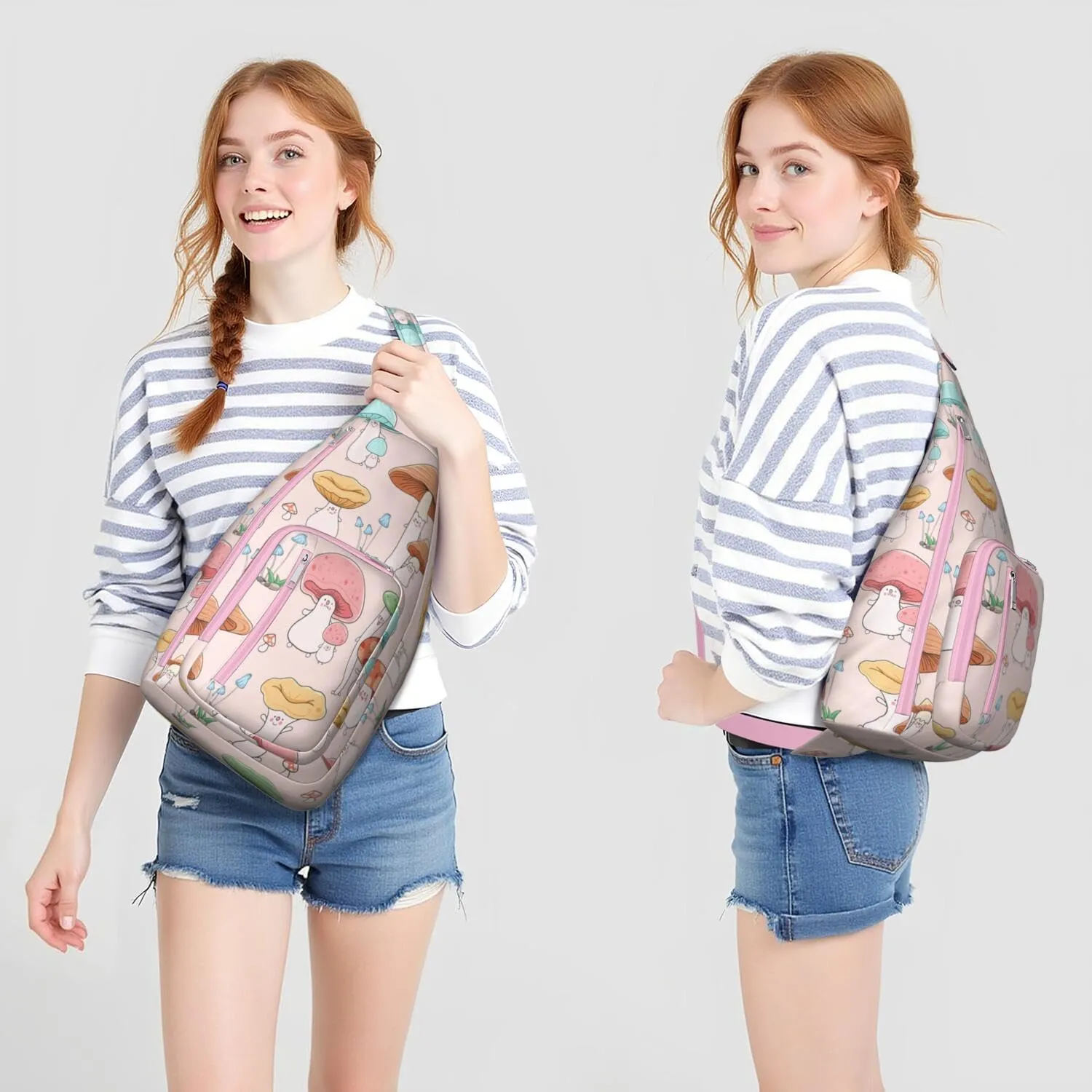 Shoulder Sling Crossbody Casual Chest Bag For Travel Sports Running,Backpack for Men & Women Lightweight Sports BagCrossbody Concealed Carry,Mushroom Shoulder Bag Waterproof Chest Bag