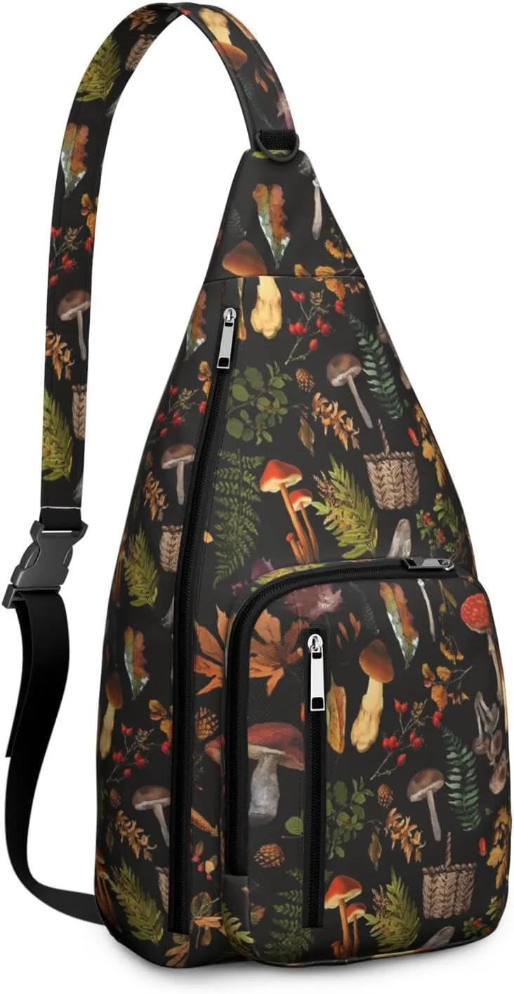 Shoulder Sling Crossbody Casual Chest Bag For Travel Sports Running,Backpack for Men & Women Lightweight Sports BagCrossbody Concealed Carry,Mushroom Shoulder Bag Waterproof Chest Bag