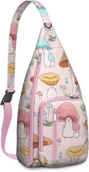 Shoulder Sling Crossbody Casual Chest Bag For Travel Sports Running,Backpack for Men & Women Lightweight Sports BagCrossbody Concealed Carry,Mushroom Shoulder Bag Waterproof Chest Bag
