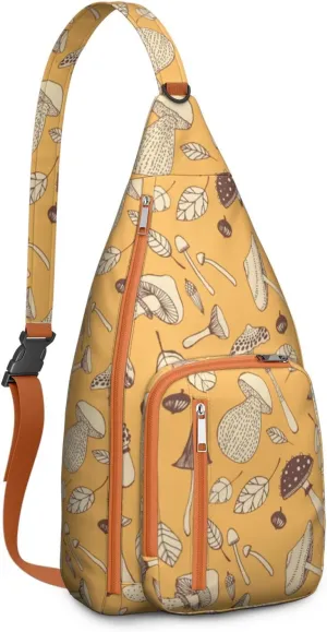Shoulder Sling Crossbody Casual Chest Bag For Travel Sports Running,Backpack for Men & Women Lightweight Sports BagCrossbody Concealed Carry,Mushroom Shoulder Bag Waterproof Chest Bag
