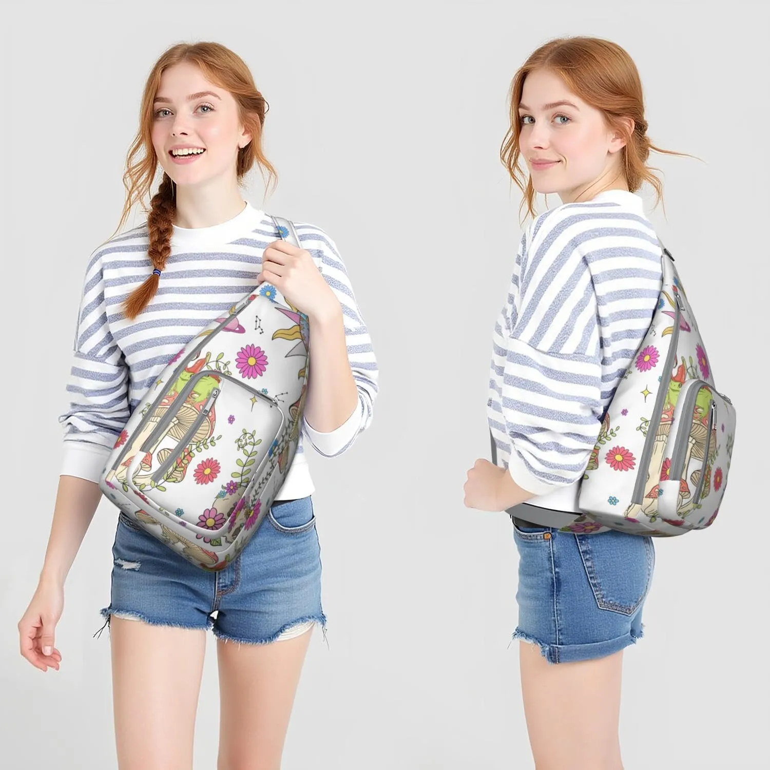 Shoulder Sling Crossbody Casual Chest Bag For Travel Sports Running,Backpack for Men & Women Lightweight Sports BagCrossbody Concealed Carry,Mushroom Shoulder Bag Waterproof Chest Bag