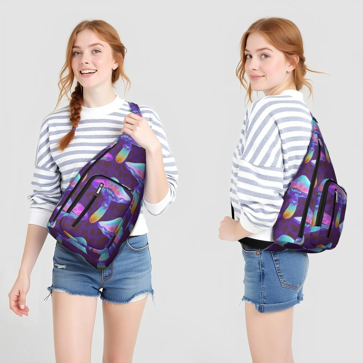 Shoulder Sling Crossbody Casual Chest Bag For Travel Sports Running,Backpack for Men & Women Lightweight Sports BagCrossbody Concealed Carry,Mushroom Shoulder Bag Waterproof Chest Bag