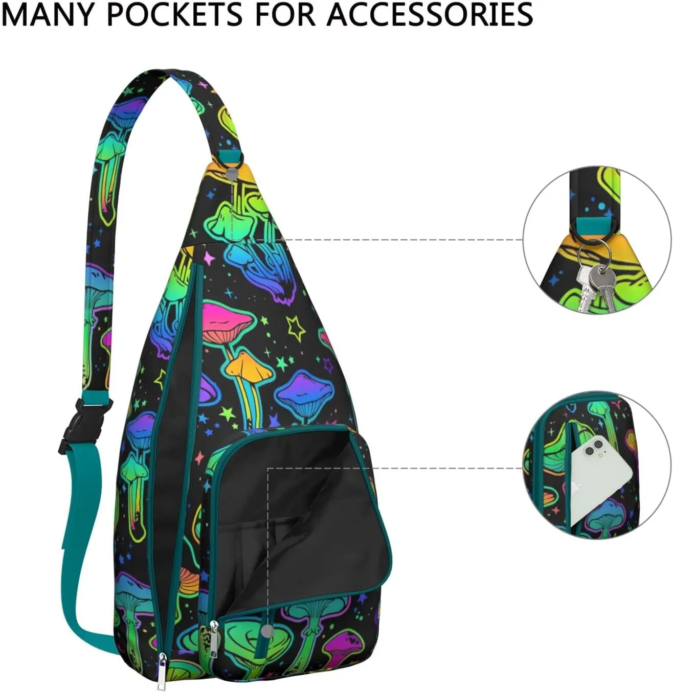 Shoulder Sling Crossbody Casual Chest Bag For Travel Sports Running,Backpack for Men & Women Lightweight Sports BagCrossbody Concealed Carry,Mushroom Shoulder Bag Waterproof Chest Bag