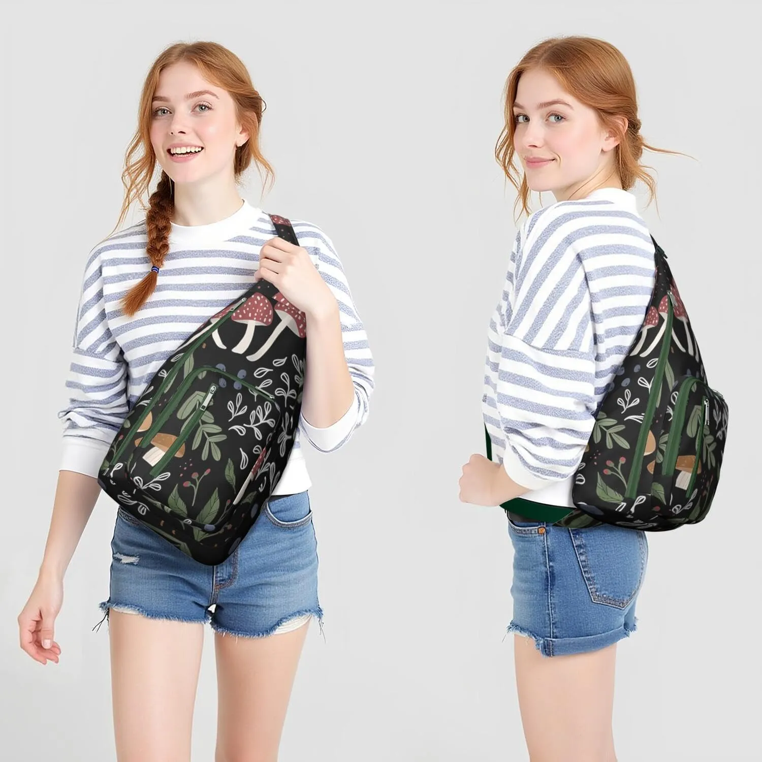 Shoulder Sling Crossbody Casual Chest Bag For Travel Sports Running,Backpack for Men & Women Lightweight Sports BagCrossbody Concealed Carry,Mushroom Shoulder Bag Waterproof Chest Bag