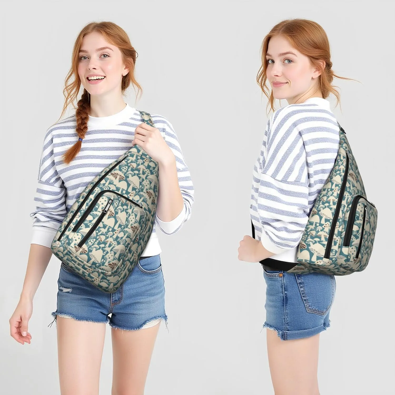 Shoulder Sling Crossbody Casual Chest Bag For Travel Sports Running,Backpack for Men & Women Lightweight Sports BagCrossbody Concealed Carry,Mushroom Shoulder Bag Waterproof Chest Bag