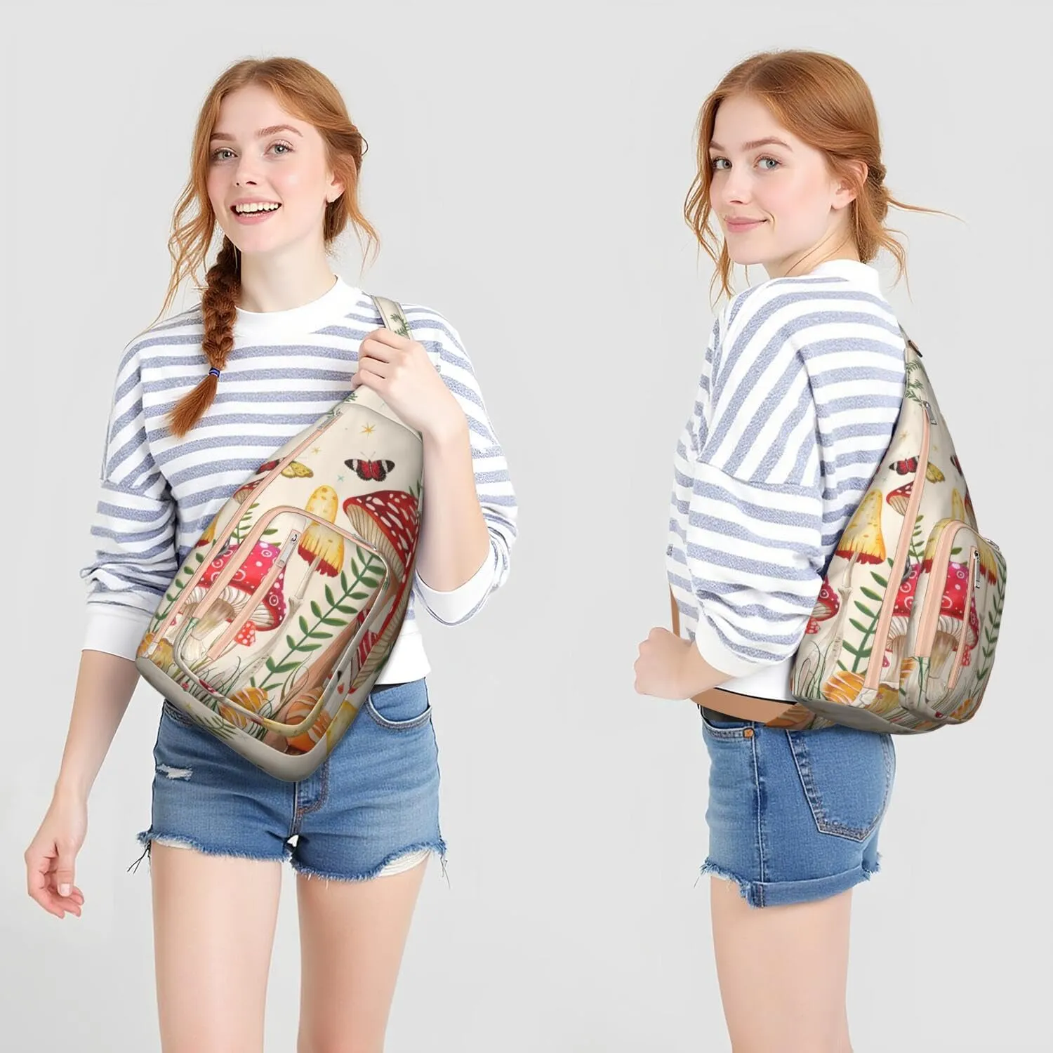 Shoulder Sling Crossbody Casual Chest Bag For Travel Sports Running,Backpack for Men & Women Lightweight Sports BagCrossbody Concealed Carry,Mushroom Shoulder Bag Waterproof Chest Bag