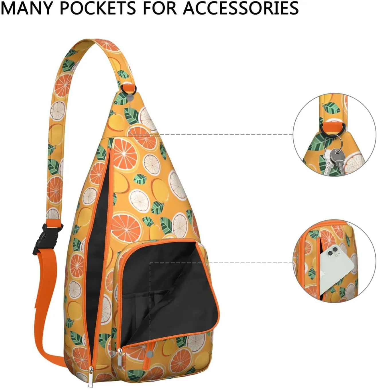 Shoulder Sling Crossbody Casual Chest Bag For Travel Sports Running,Backpack for Men & Women Lightweight Sports BagCrossbody Concealed Carry,Orange Shoulder Bag Waterproof Chest Bag