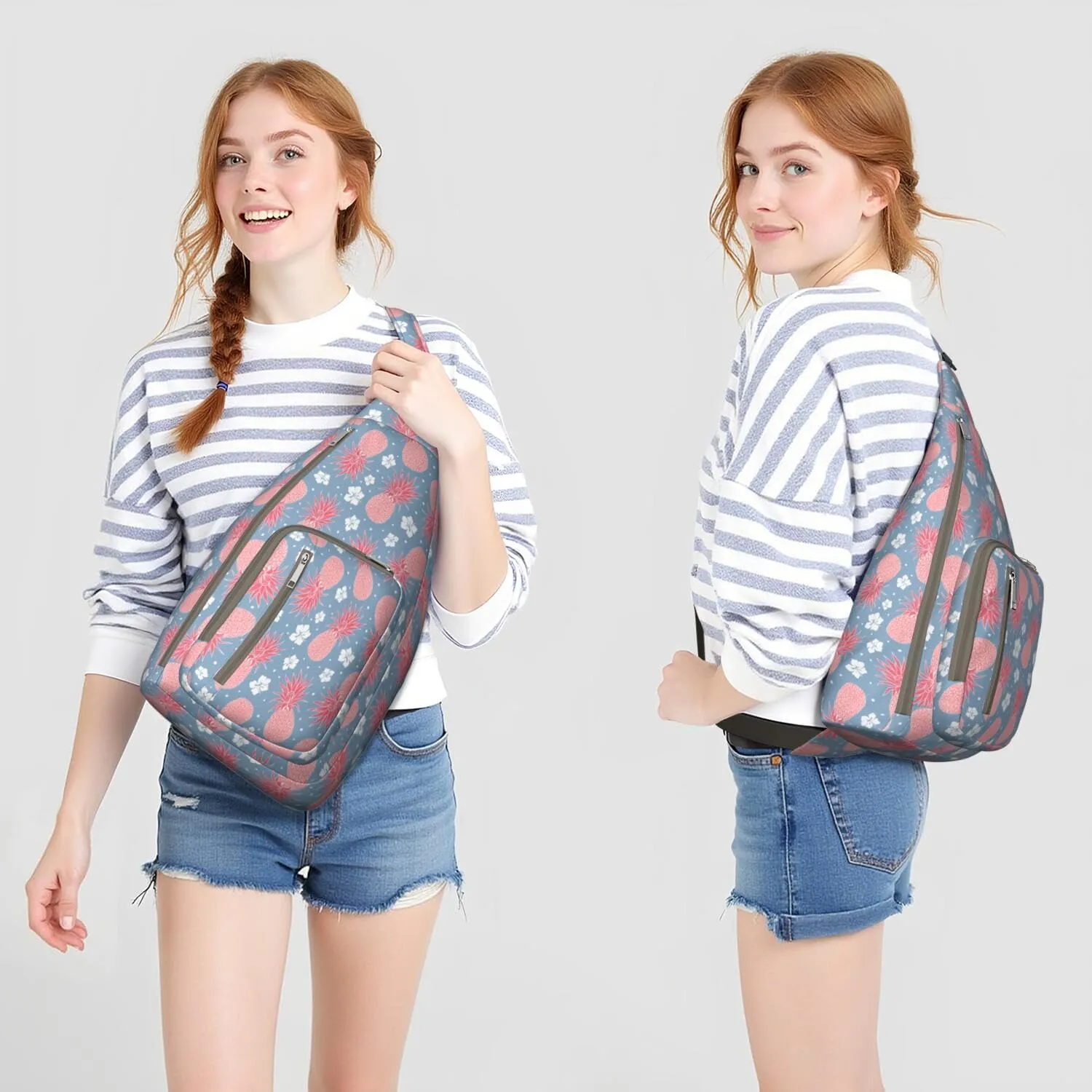 Shoulder Sling Crossbody Casual Chest Bag For Travel Sports Running,Backpack for Men & Women Lightweight Sports BagCrossbody Concealed Carry,Pineapple Shoulder Bag Waterproof Chest Bag