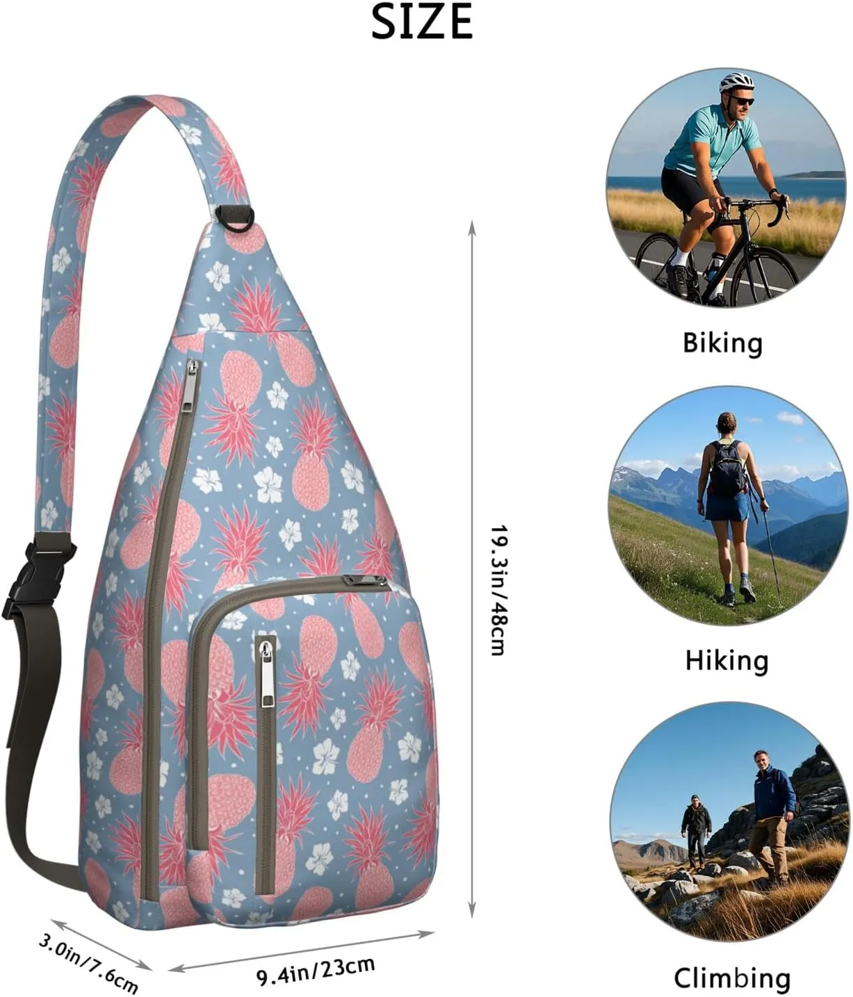 Shoulder Sling Crossbody Casual Chest Bag For Travel Sports Running,Backpack for Men & Women Lightweight Sports BagCrossbody Concealed Carry,Pineapple Shoulder Bag Waterproof Chest Bag