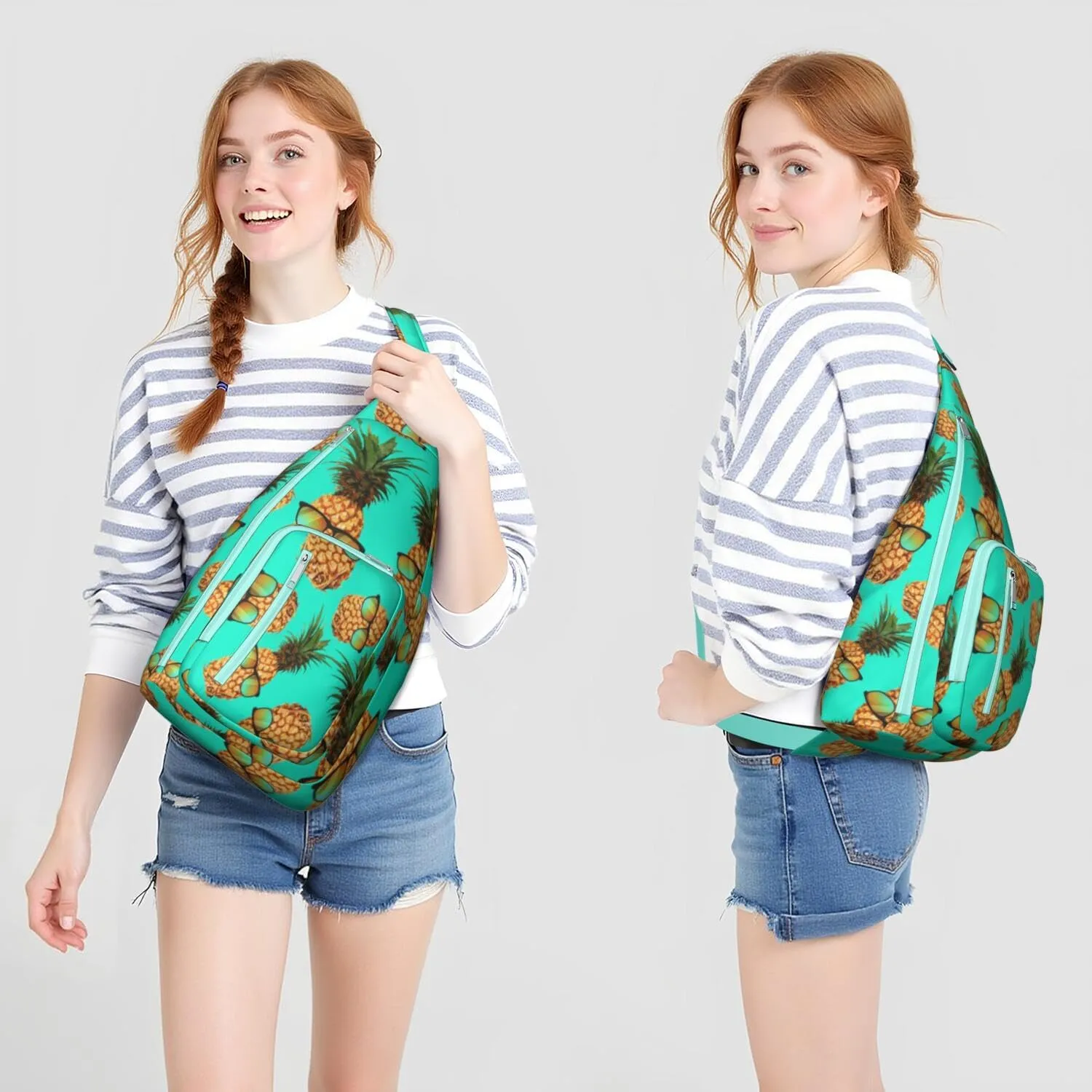Shoulder Sling Crossbody Casual Chest Bag For Travel Sports Running,Backpack for Men & Women Lightweight Sports BagCrossbody Concealed Carry,Pineapple Shoulder Bag Waterproof Chest Bag