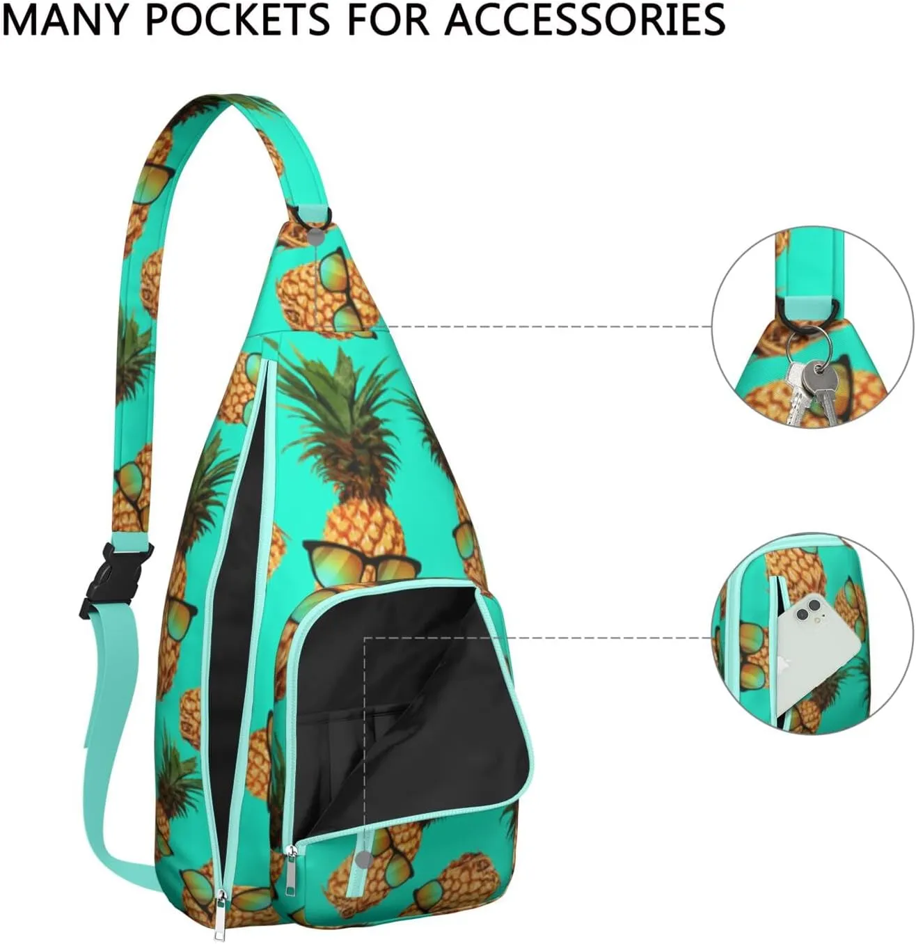 Shoulder Sling Crossbody Casual Chest Bag For Travel Sports Running,Backpack for Men & Women Lightweight Sports BagCrossbody Concealed Carry,Pineapple Shoulder Bag Waterproof Chest Bag