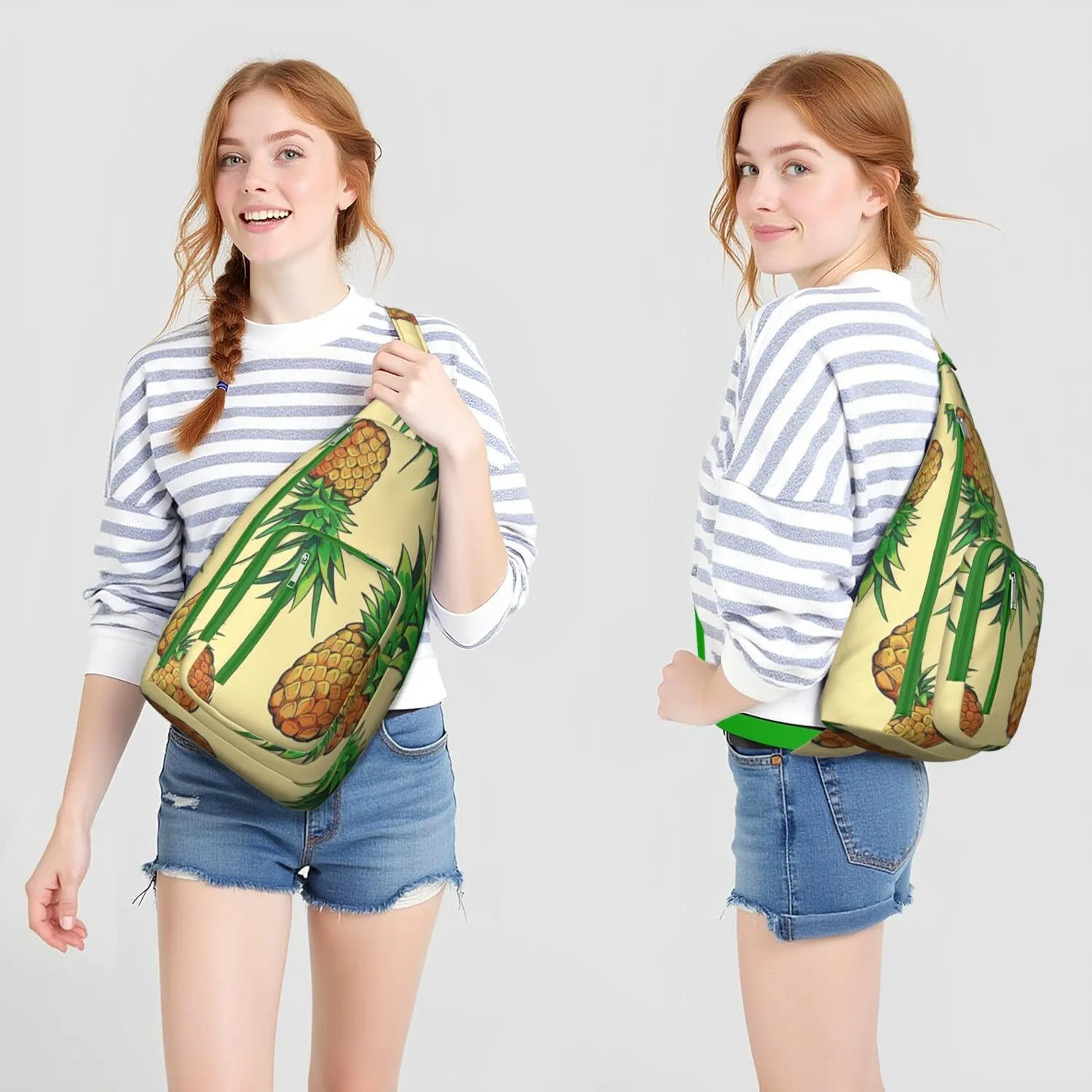Shoulder Sling Crossbody Casual Chest Bag For Travel Sports Running,Backpack for Men & Women Lightweight Sports BagCrossbody Concealed Carry,Pineapple Shoulder Bag Waterproof Chest Bag