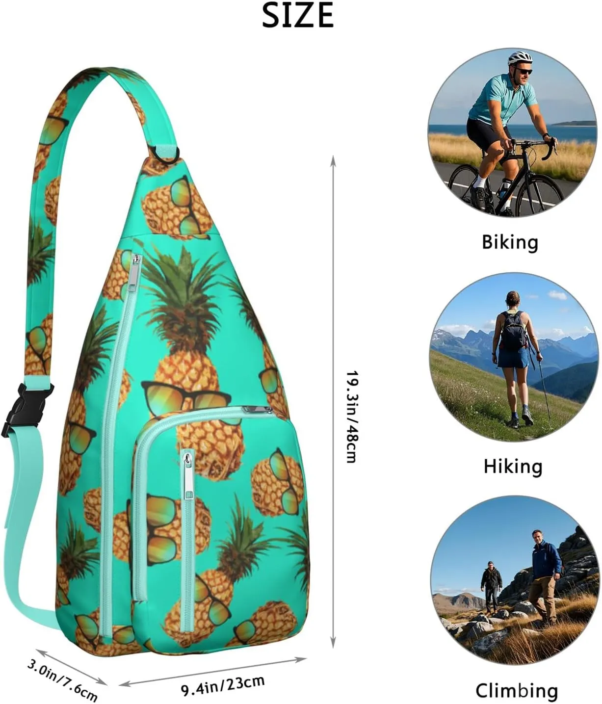 Shoulder Sling Crossbody Casual Chest Bag For Travel Sports Running,Backpack for Men & Women Lightweight Sports BagCrossbody Concealed Carry,Pineapple Shoulder Bag Waterproof Chest Bag