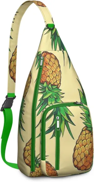 Shoulder Sling Crossbody Casual Chest Bag For Travel Sports Running,Backpack for Men & Women Lightweight Sports BagCrossbody Concealed Carry,Pineapple Shoulder Bag Waterproof Chest Bag