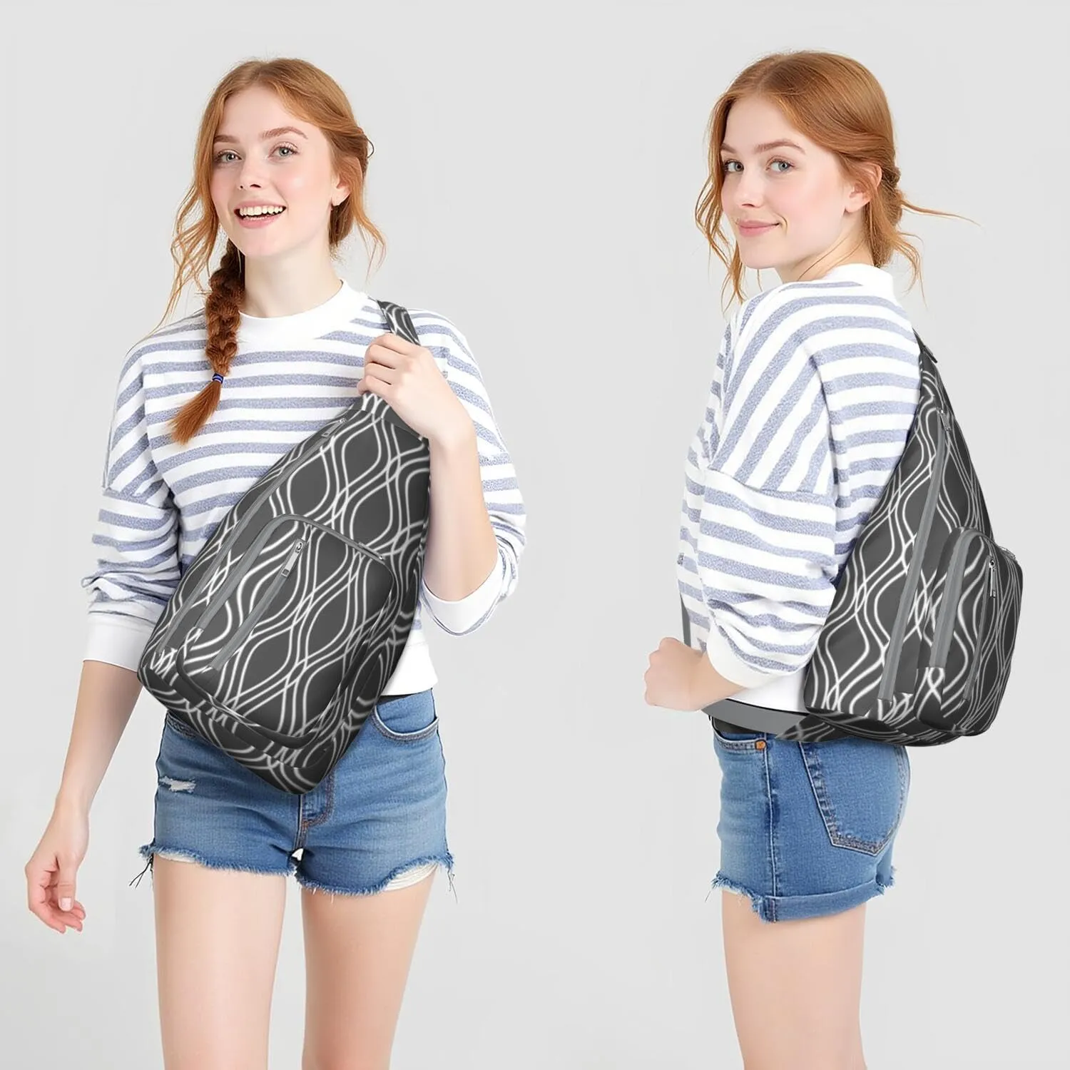 Shoulder Sling Crossbody Casual Chest Bag For Travel Sports Running,Backpack for Men & Women Lightweight Sports BagCrossbody Concealed Carry,Plaid Shoulder Bag Waterproof Chest Bag