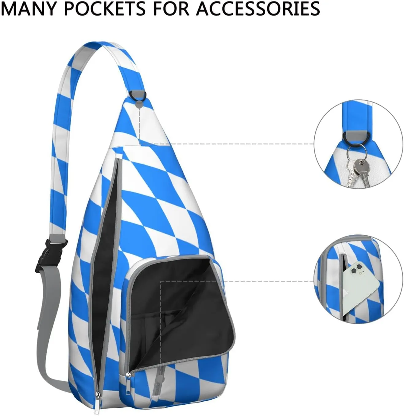 Shoulder Sling Crossbody Casual Chest Bag For Travel Sports Running,Backpack for Men & Women Lightweight Sports BagCrossbody Concealed Carry,Plaid Shoulder Bag Waterproof Chest Bag