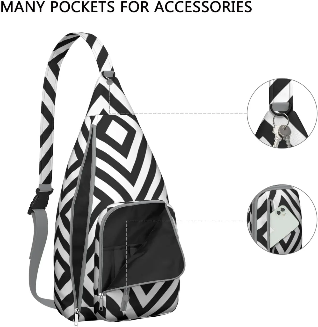 Shoulder Sling Crossbody Casual Chest Bag For Travel Sports Running,Backpack for Men & Women Lightweight Sports BagCrossbody Concealed Carry,Plaid Shoulder Bag Waterproof Chest Bag