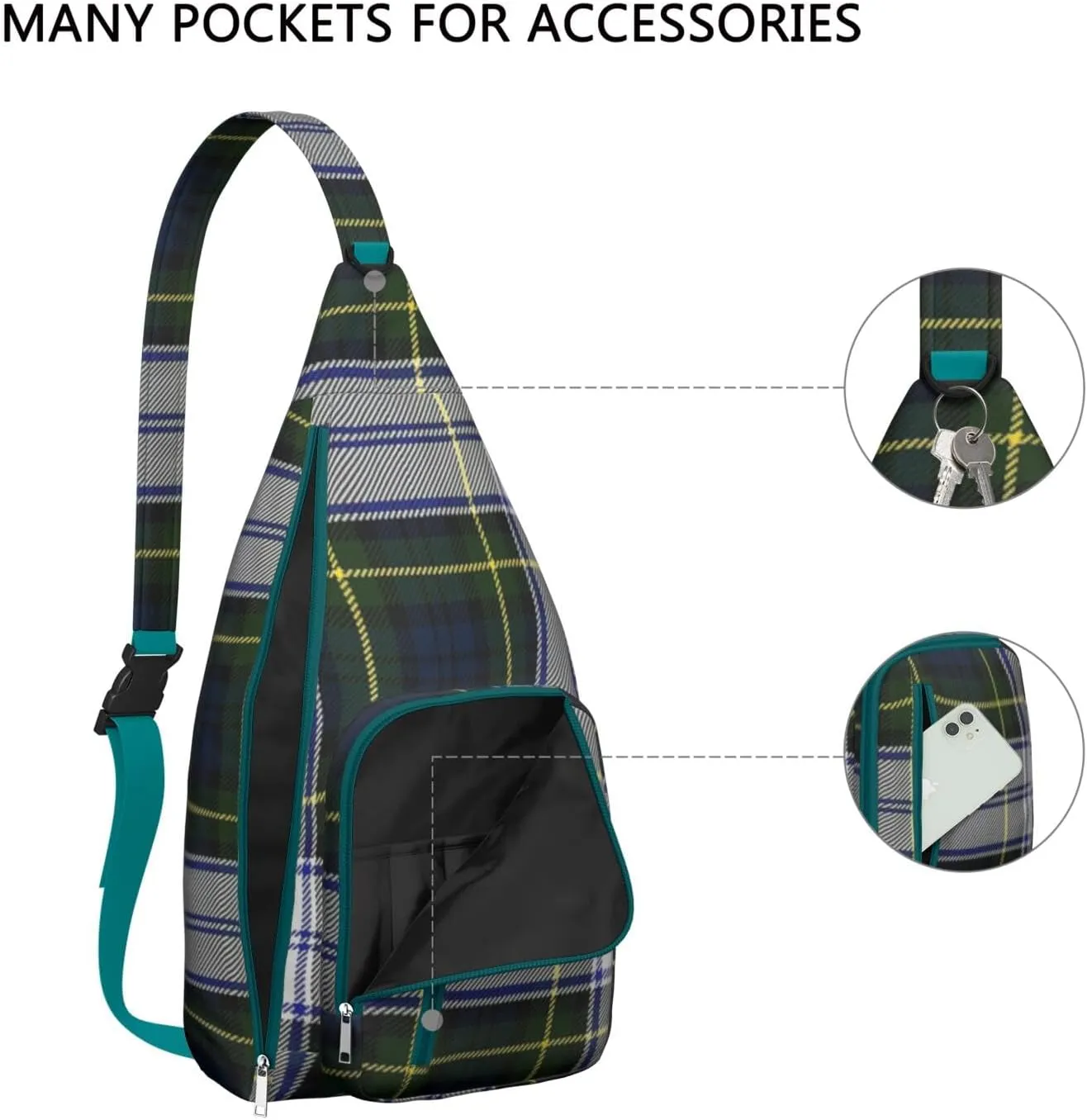 Shoulder Sling Crossbody Casual Chest Bag For Travel Sports Running,Backpack for Men & Women Lightweight Sports BagCrossbody Concealed Carry,Plaid Shoulder Bag Waterproof Chest Bag