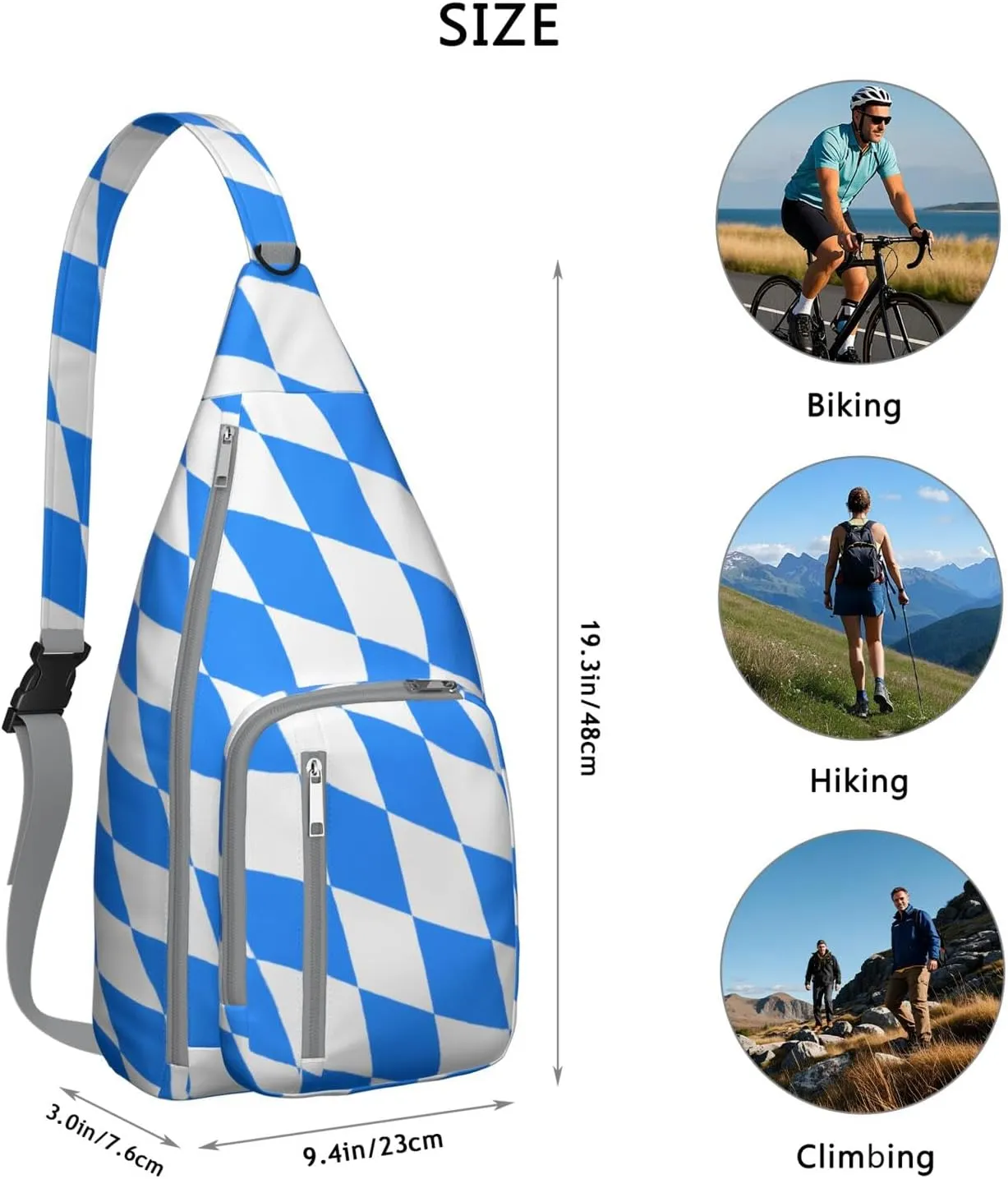 Shoulder Sling Crossbody Casual Chest Bag For Travel Sports Running,Backpack for Men & Women Lightweight Sports BagCrossbody Concealed Carry,Plaid Shoulder Bag Waterproof Chest Bag